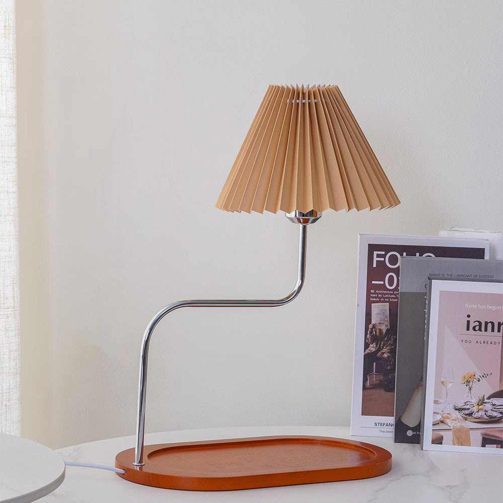 Solid Wood Retro Style Umbrella Shaped Table Lamp - Cueteks