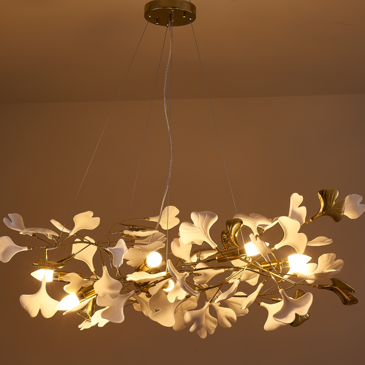 Olivia Kronleuchter Art Déco-Designs für Foyer, Ginkoblätter Kronleuchter - Cueteks
