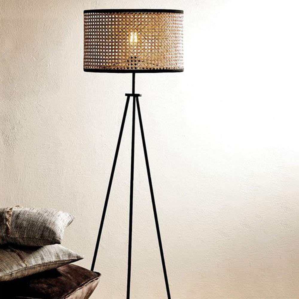 Ritta Tripod Stehlampe, Rattan & Weidengeflecht - Cueteks