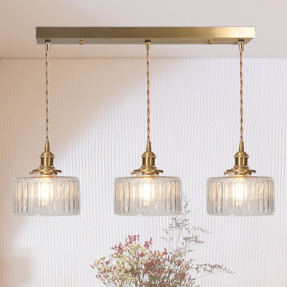 Vintage Stunning Cylinder Glass Pendant Light - Cueteks