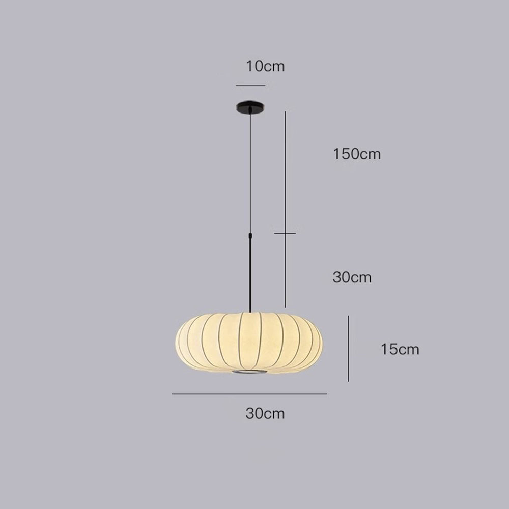 Wabi-Sabi White Fabric Drum Pendant Light - Cueteks