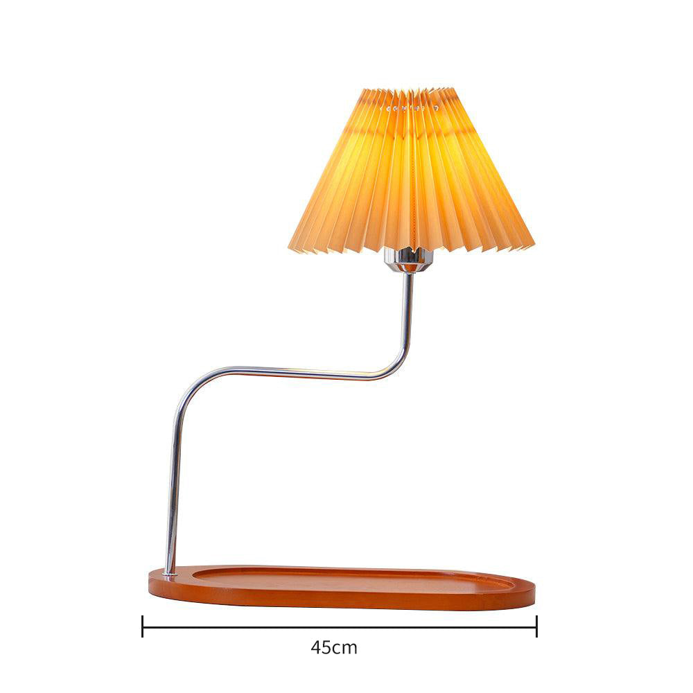 Solid Wood Retro Style Umbrella Shaped Table Lamp - Cueteks