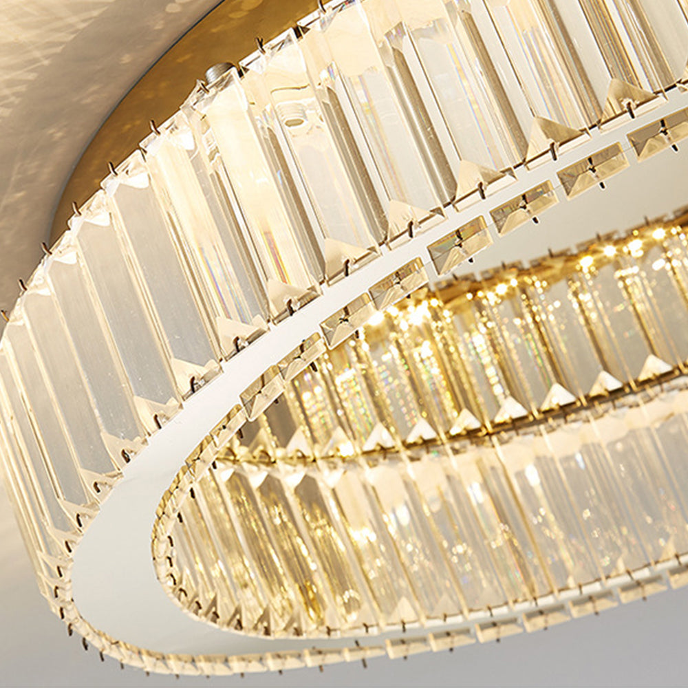 Modern Circle Gold Crystal Ceiling Light - Cueteks