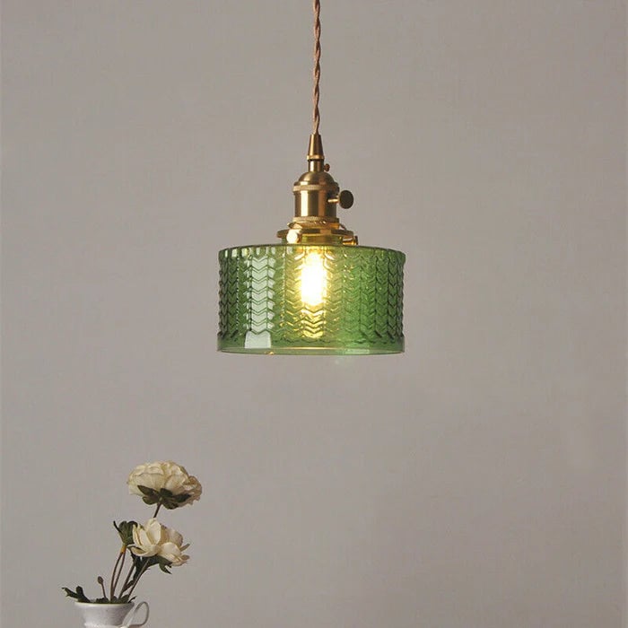 Vintage Stunning Cylinder Glass Pendant Light - Cueteks
