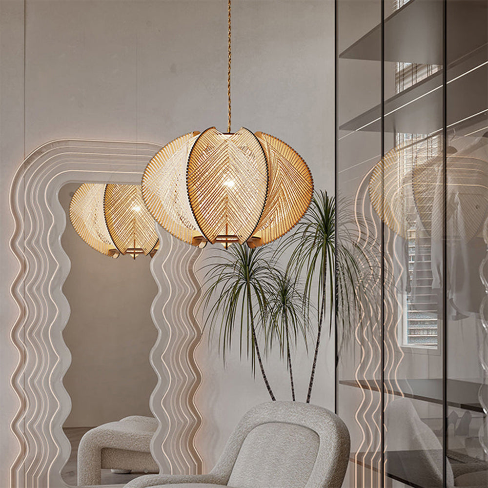 Retro Wooden Pendant Light Irregular Living Room Lamp - Cueteks