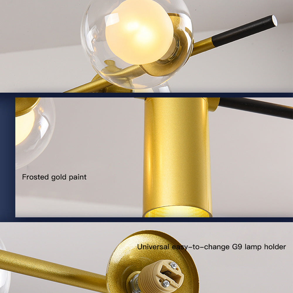 Brass Contemporary LED Chandelier Sputnik Chandelier 7-Light - Cueteks