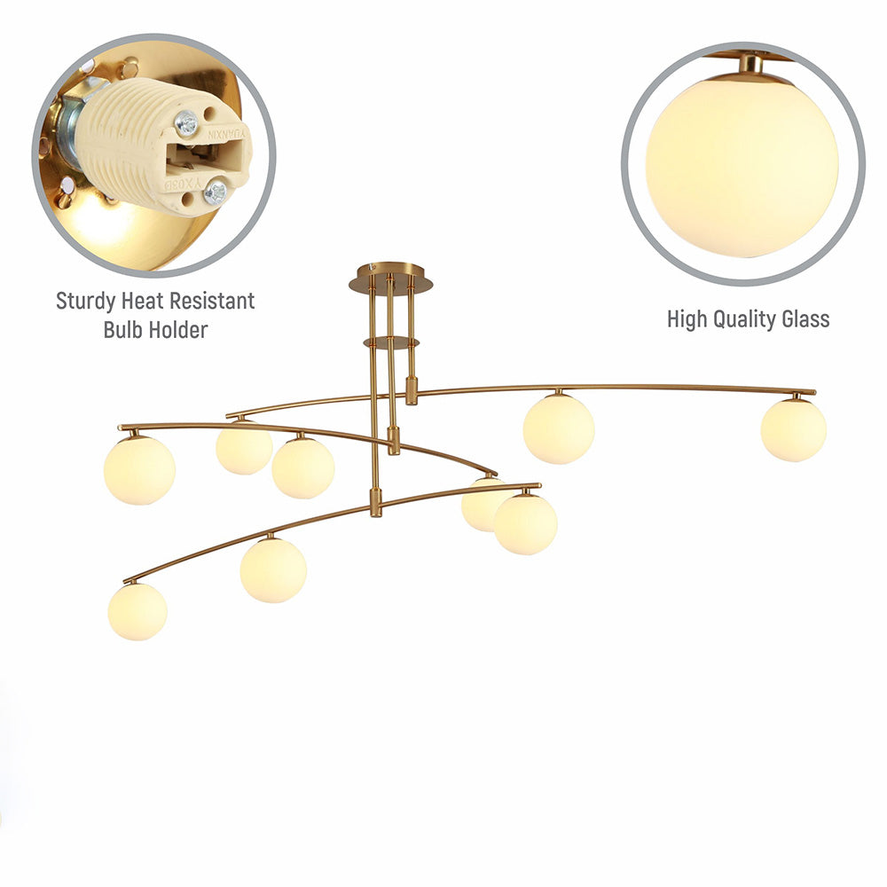 Modern Nordic Glass Ball Semi Flush Chandelier - Cueteks