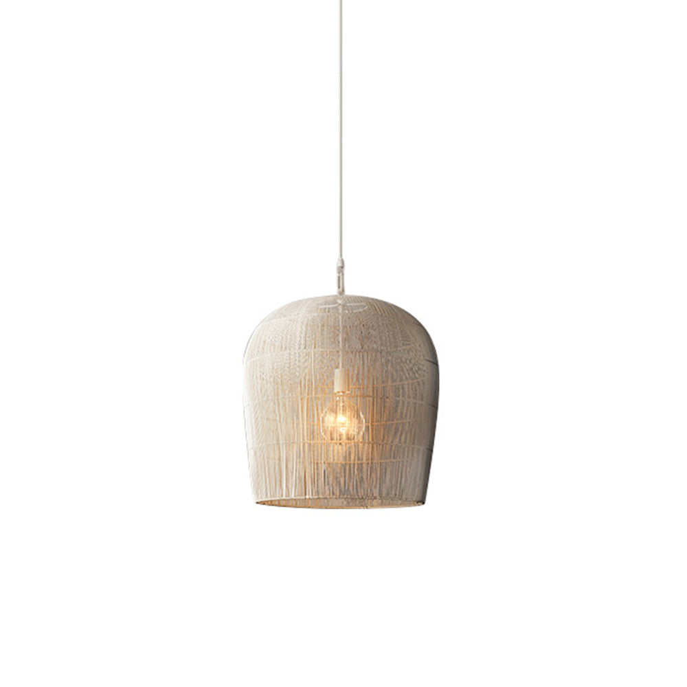 Ritta Weiß & Schwarz Pendelleuchte, Rattan, ∅31/51cm - Cueteks