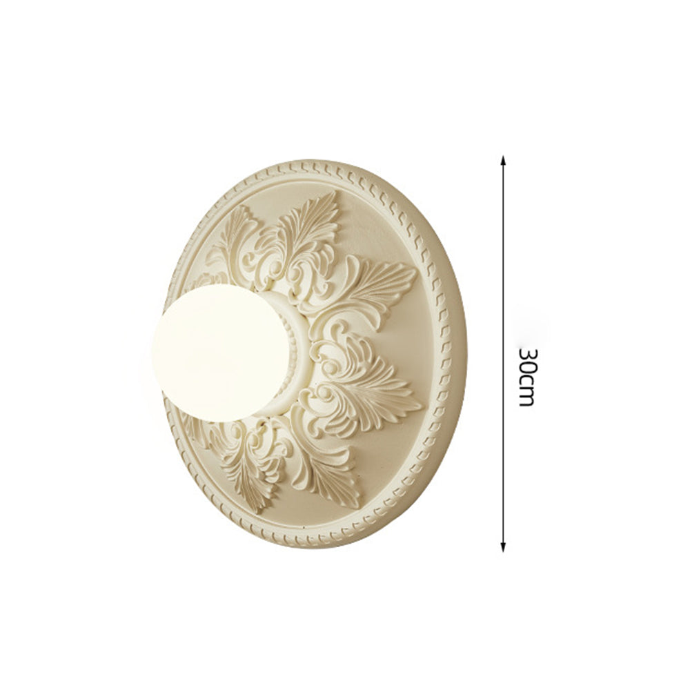 Ornate globe wall light dimension image with 30 cm arrow across the round plate