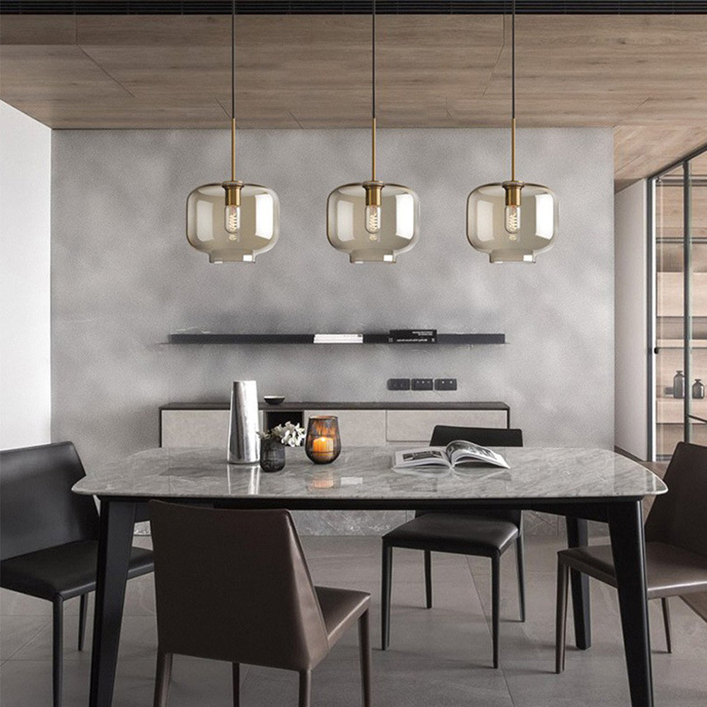 Industrial Amber Glass Pendant Light - Cueteks