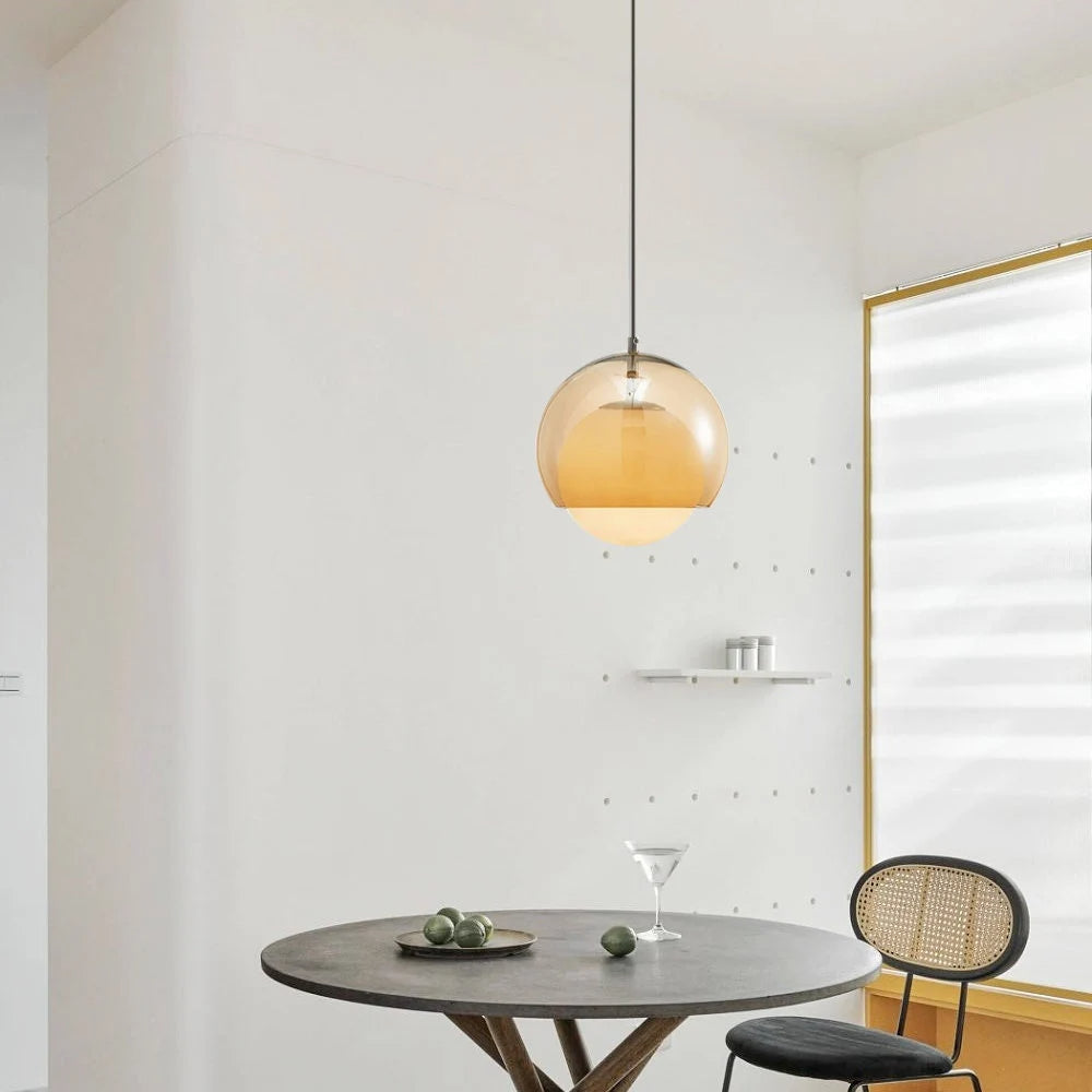 Vintage Orange Bauhaus Glass Pendant Light - Cueteks