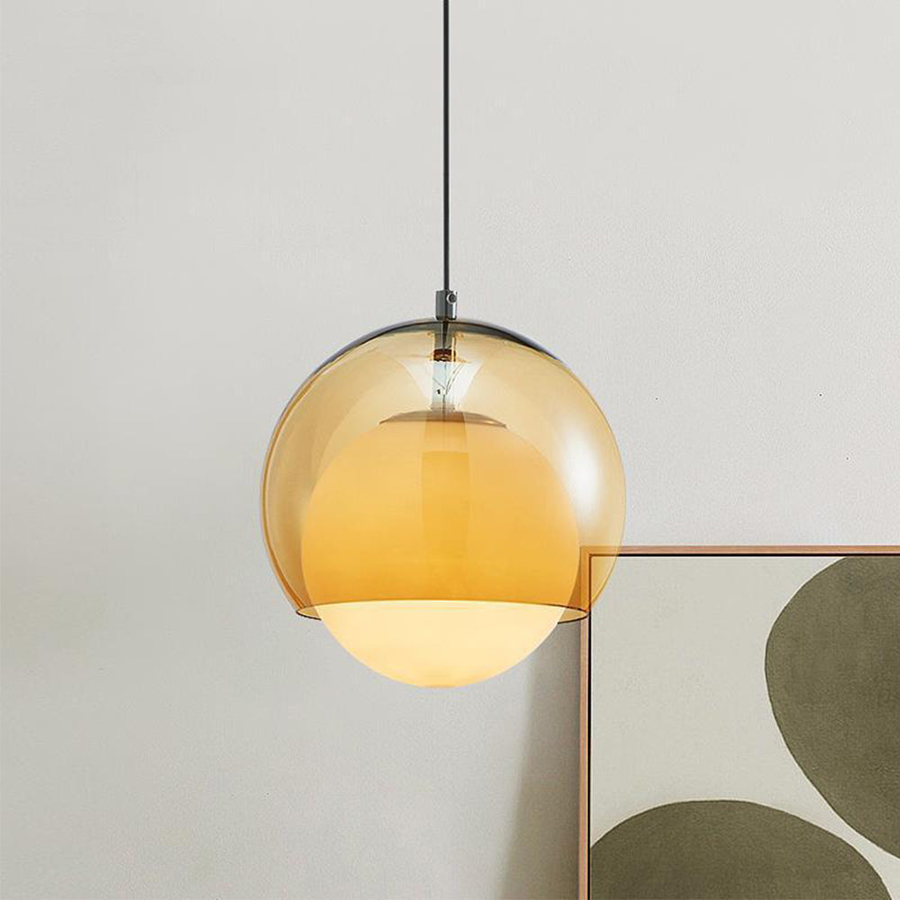 Vintage Orange Bauhaus Glass Pendant Light - Cueteks