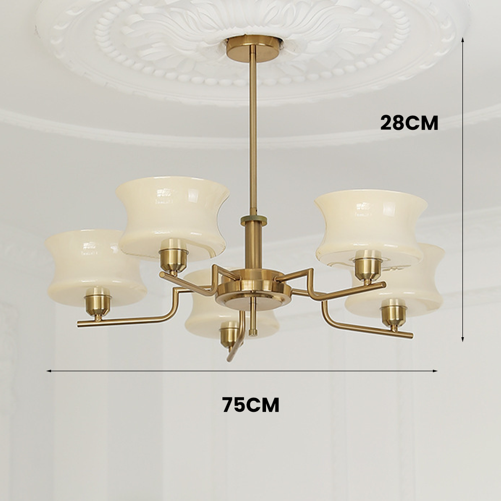 Nordic Belue Brass Glass Chandelier For Dining Room - Cueteks