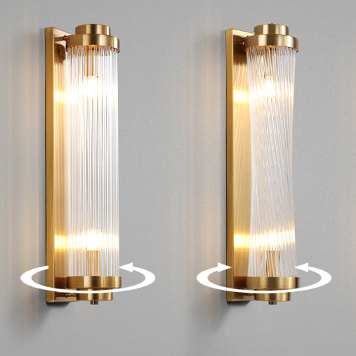 Gold rod-light comparison with straight rods at left and a narrowed crossing-rod shape at right, with curved arrows below