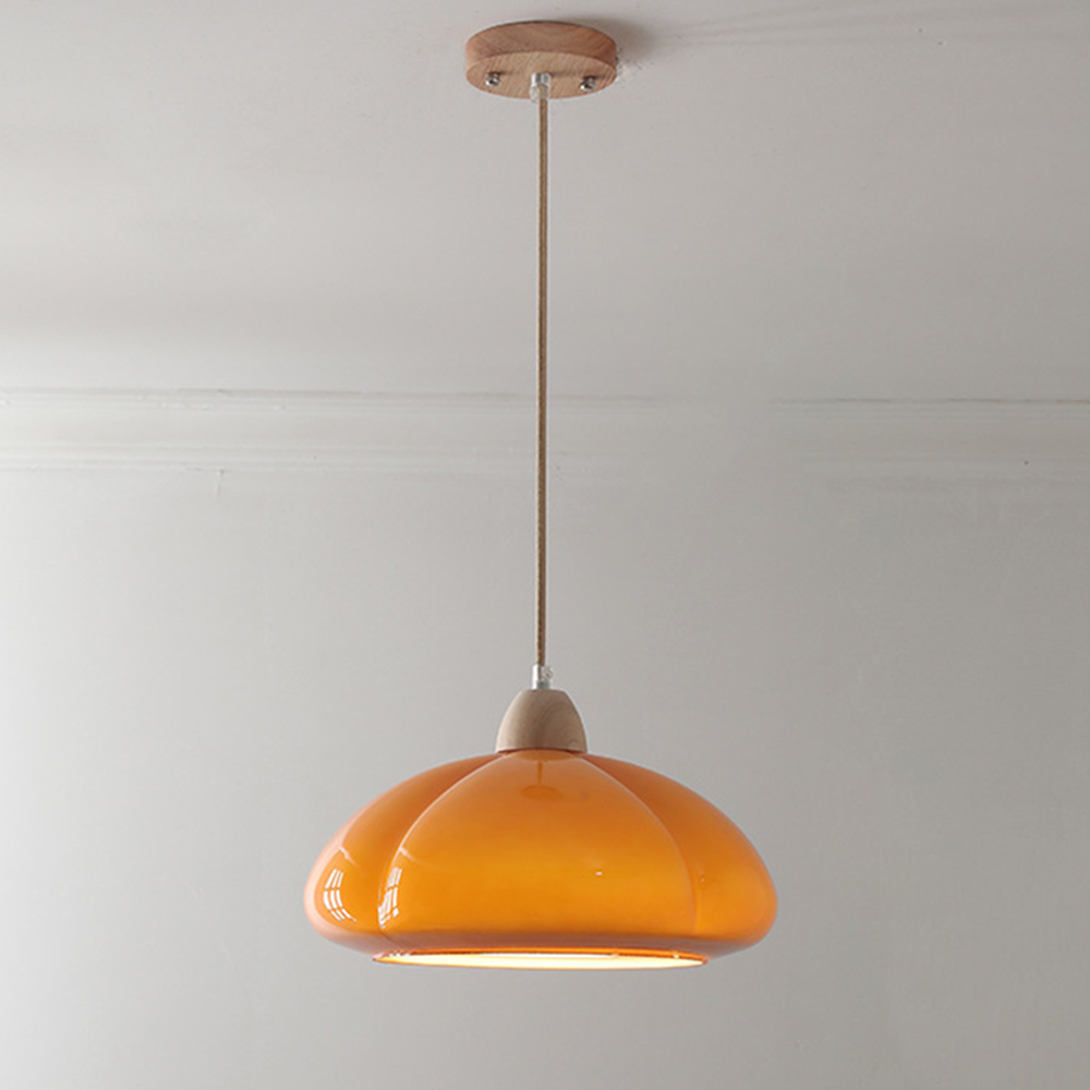 Vintage Glass Pumpkin Pendant Light - Cueteks