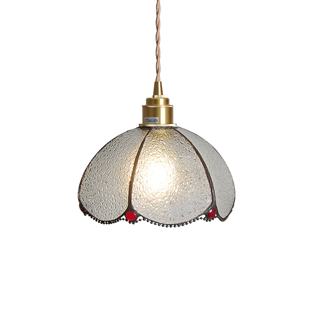 Vintage Stained Glass Dome Tiffany Pendant Light - Cueteks