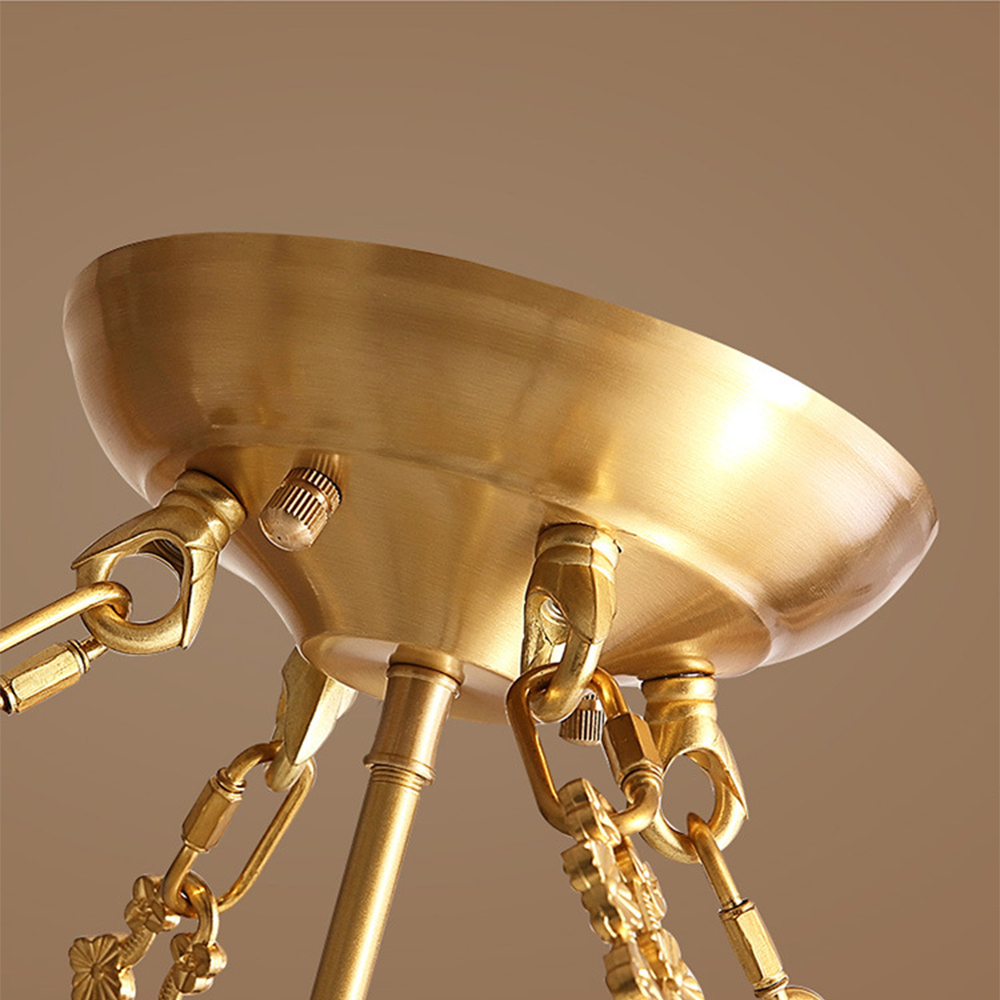 Scalloped Brass Chain Ceiling Light Fixture - Cueteks
