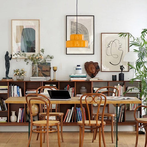 Bauhaus Vintage Orange Warm Pendant Light For Dining Room - Cueteks