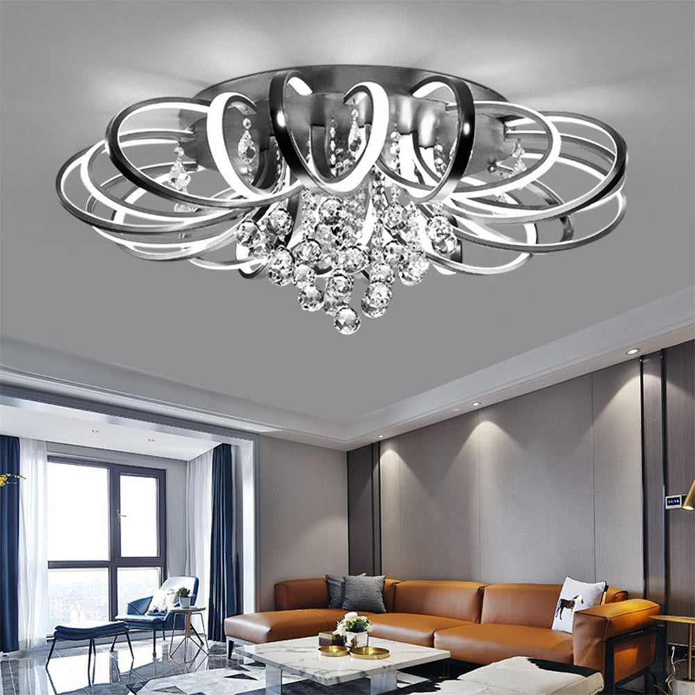 Modern Black Acrylic LED Flush Mount Ceiling Light - Cueteks