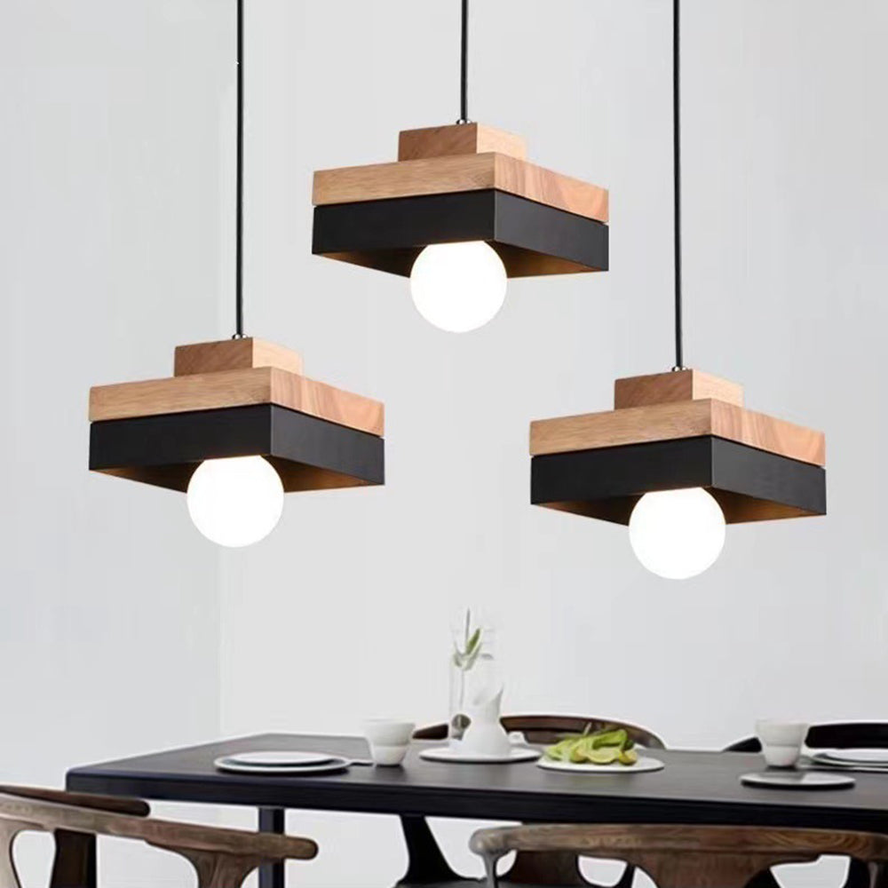 Industrial Wood Pendant Light - Cueteks