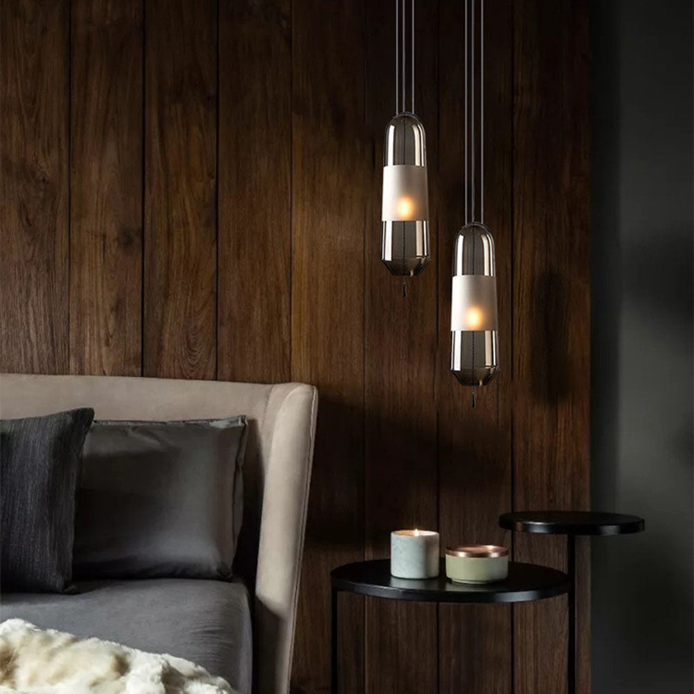 Designer Capsule Shaped Glass Pendant Lamp - Cueteks