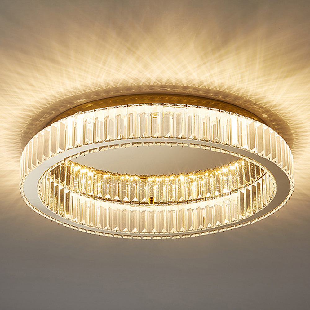 Modern Circle Gold Crystal Ceiling Light - Cueteks
