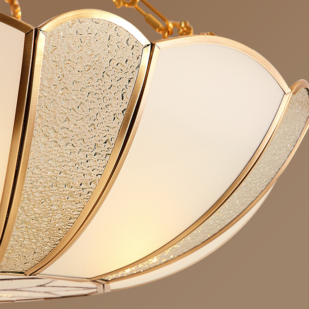 Scalloped Brass Chain Ceiling Light Fixture - Cueteks