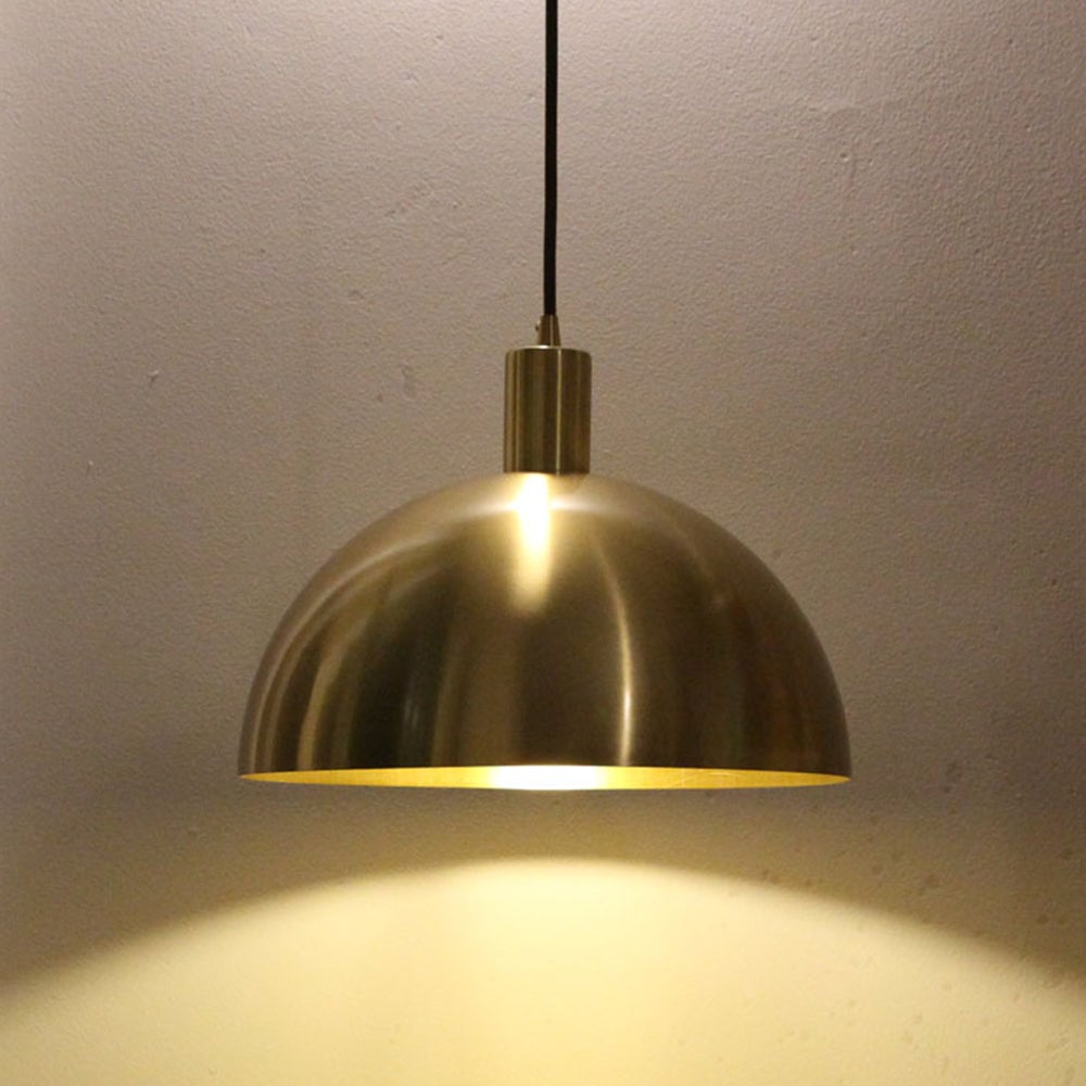 Mid-Century Modern Brass Dome Hanging Pendant Light - Cueteks