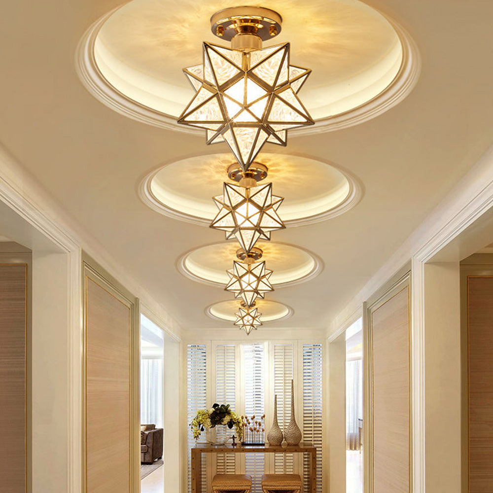 Modern Star Metal Shade Semi Flush Ceiling Light - Cueteks
