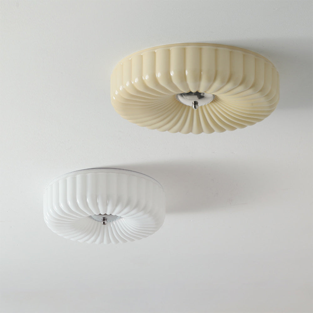 Vinatge Bauhaus Cream Glass Ceiling Light - Cueteks