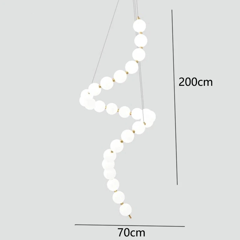 White LED Pearl Necklace Chandelier For Stair - Cueteks