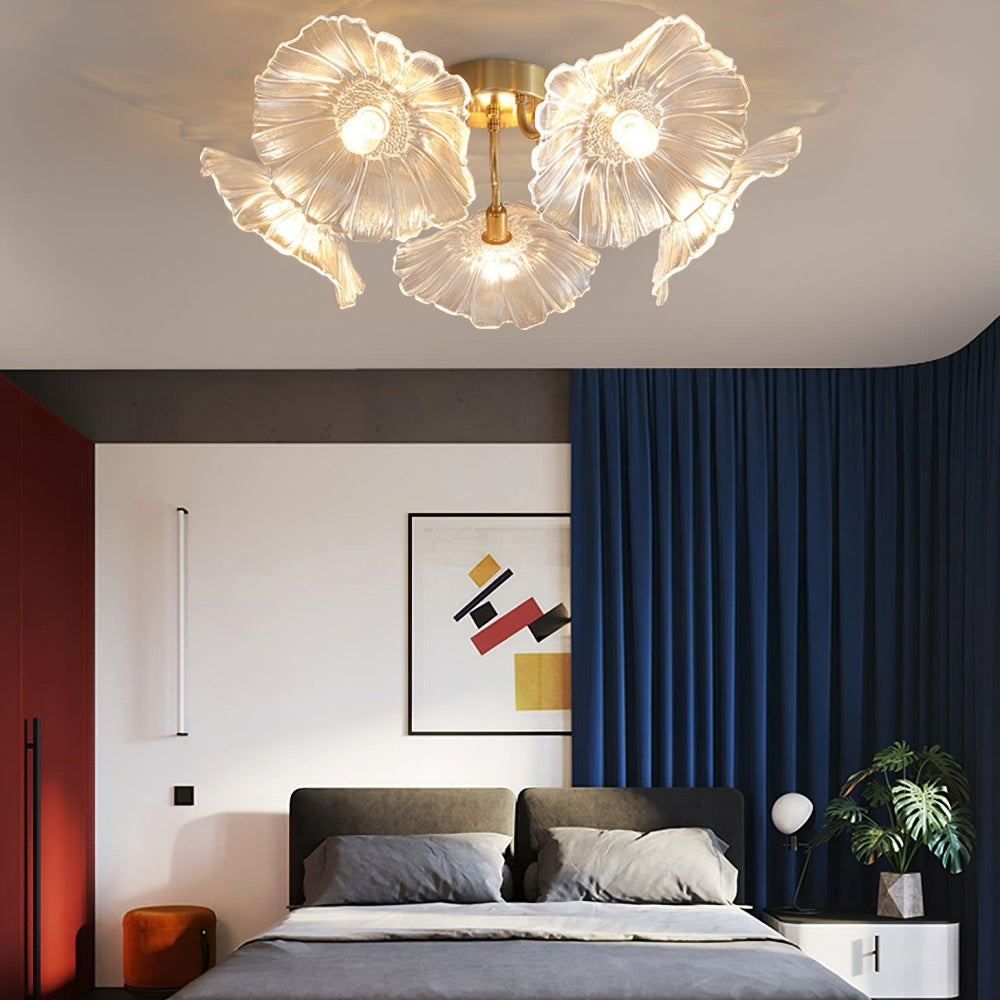 Vintage Lotus Leaf Glass Ceiling Light - Cueteks