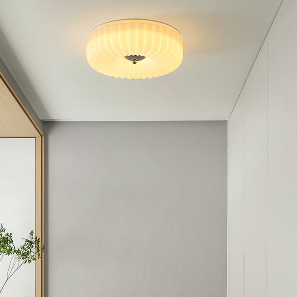 Vinatge Bauhaus Cream Glass Ceiling Light - Cueteks