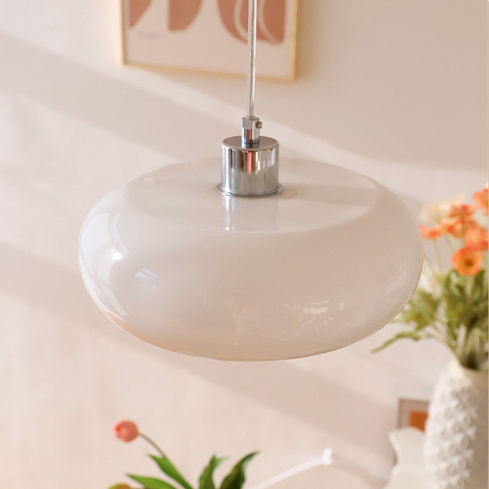 Vintage Bauhaus Round Glass Pendant Light - Cueteks