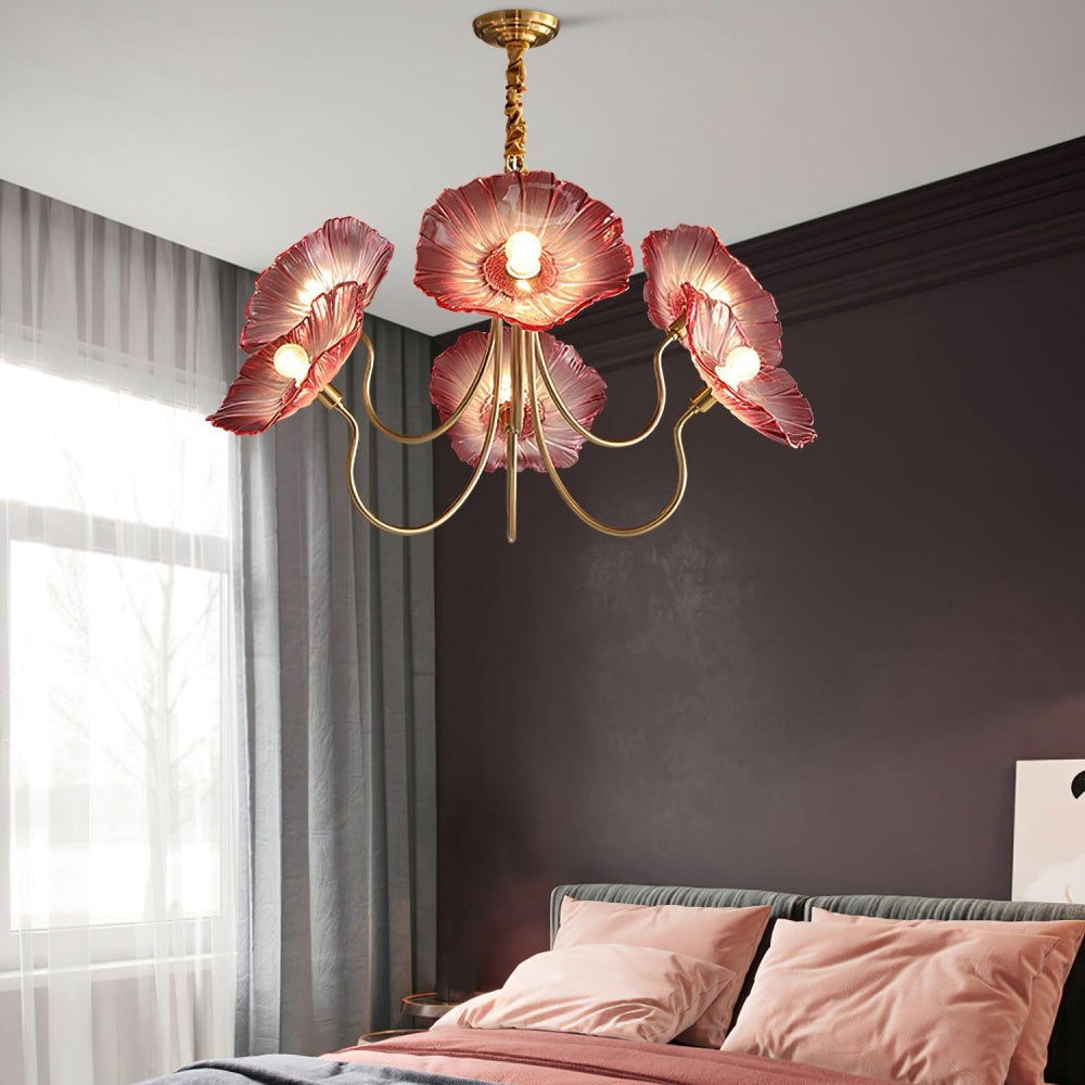 Modern Lotus Leaf Glass Living Room Chandelier - Cueteks