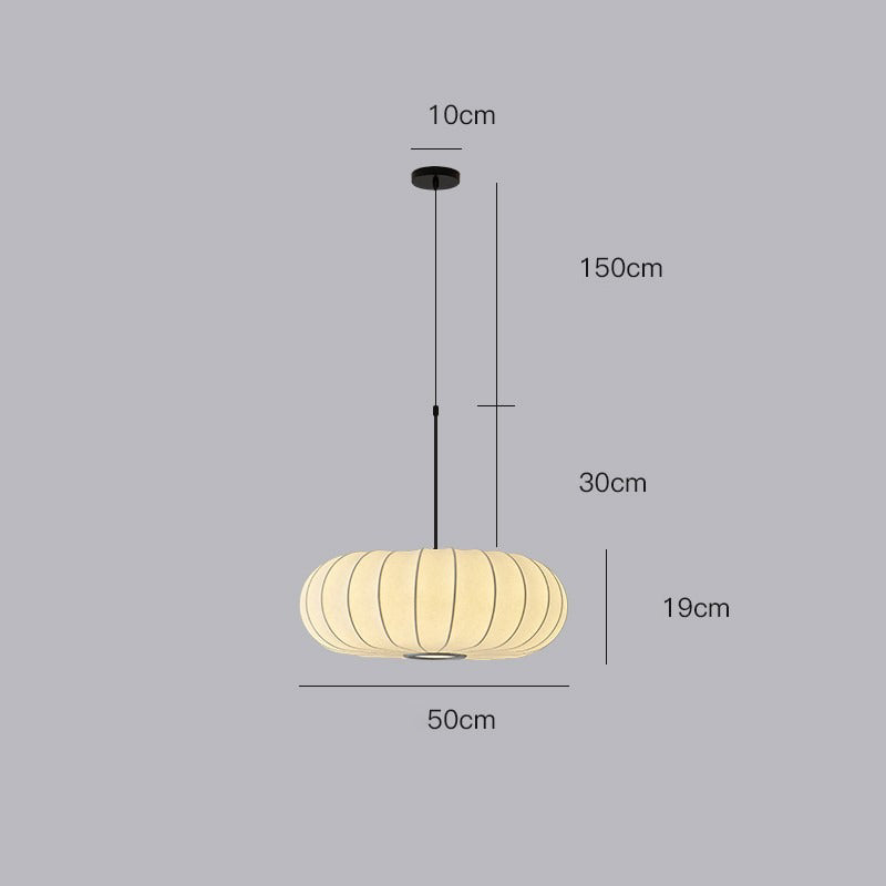 Wabi-Sabi White Fabric Drum Pendant Light - Cueteks