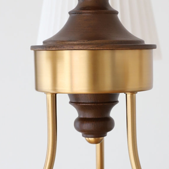 Vintage Pleated Pendant Lampshade Brass Dining Room Chandelier - Cueteks