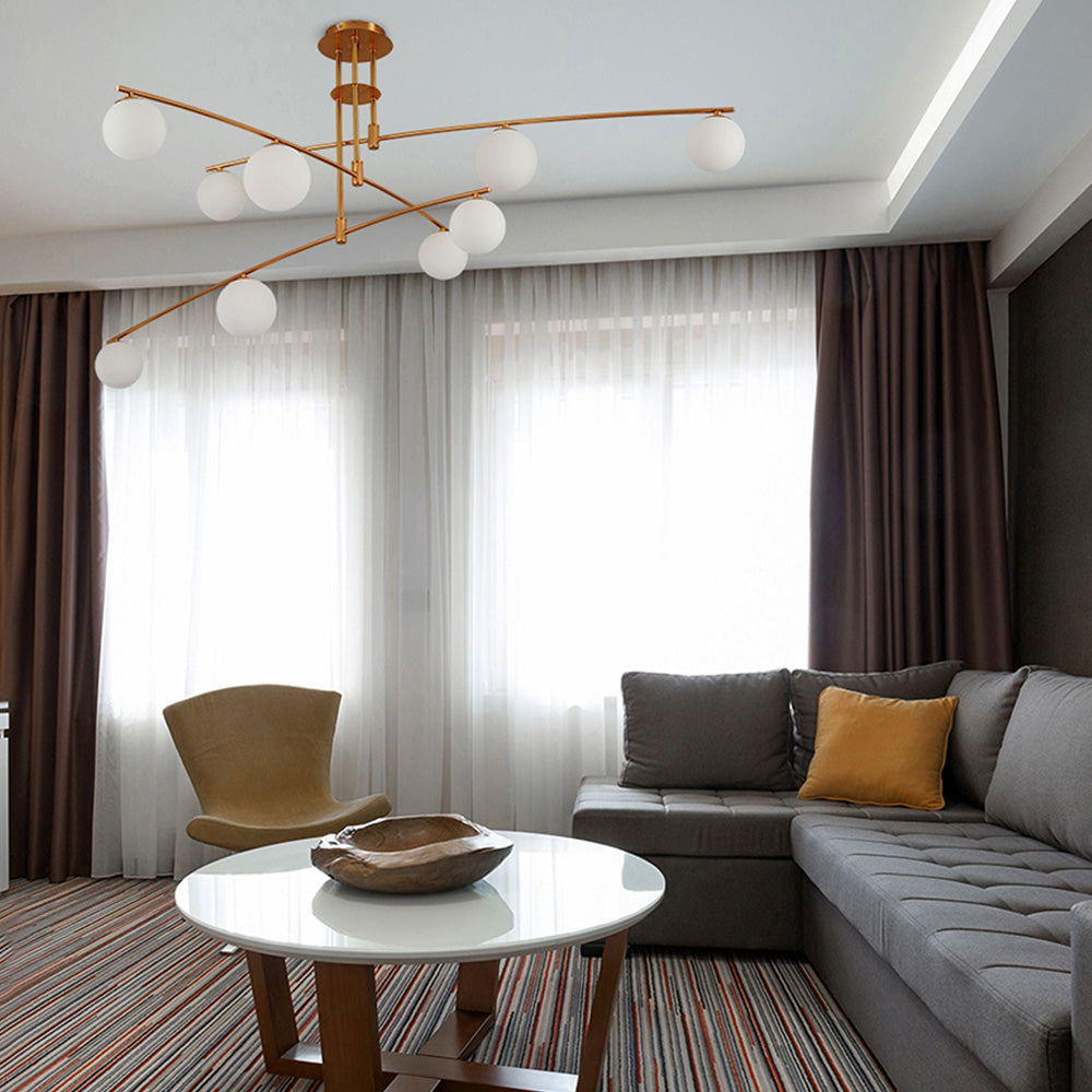 Modern Nordic Glass Ball Semi Flush Chandelier - Cueteks