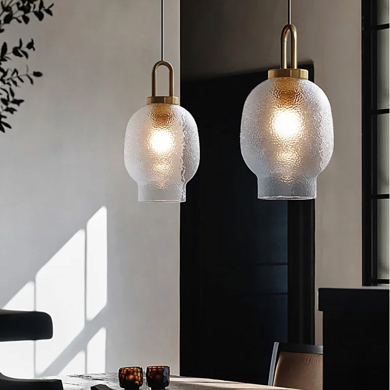 Clear Frosted Glass Pendant Light for Kitchen - Cueteks