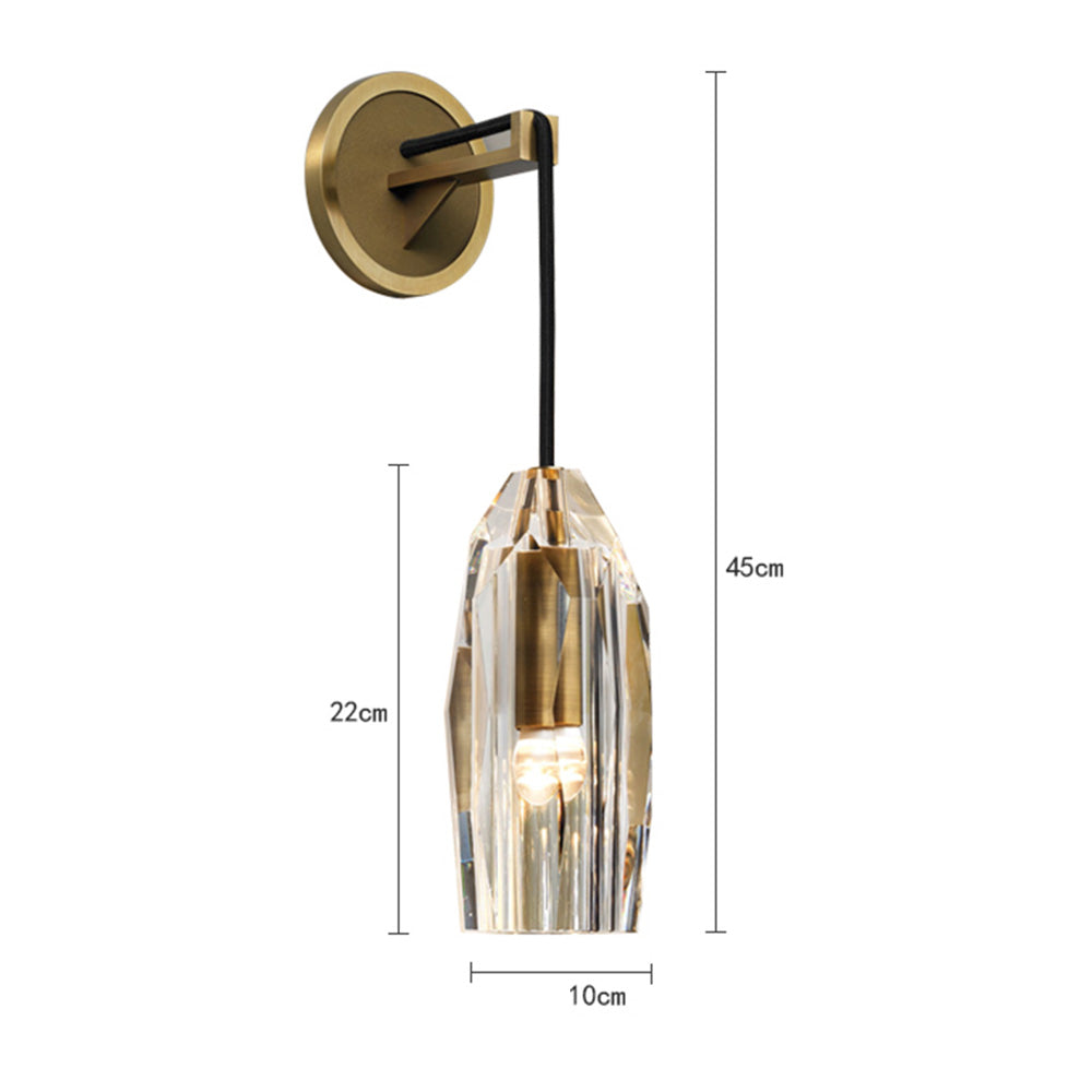 Front dimension guide: 45 cm overall height, 22 cm faceted sleeve height and 10 cm sleeve width