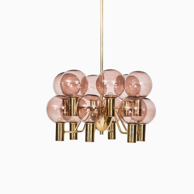Contemporary Pink Glass 12-Bulb Decorative Chandelier - Cueteks