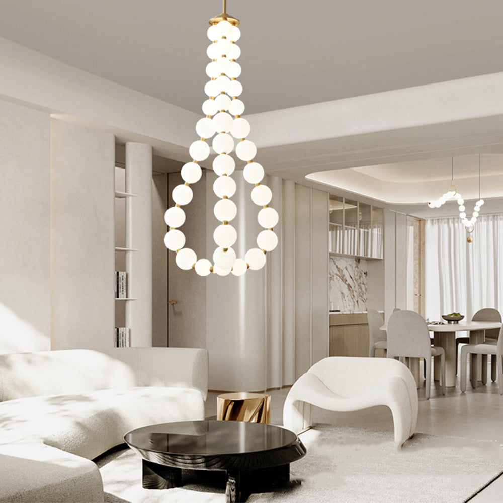 Art Deco White Bubble LED Chandelier For Staircase - Cueteks