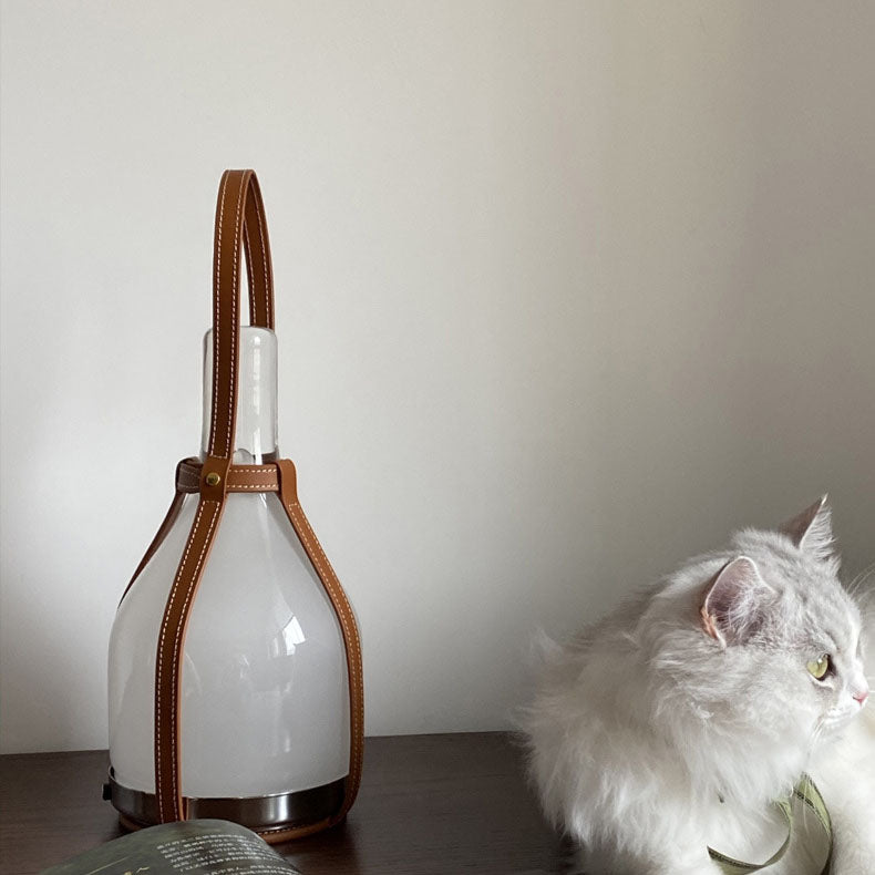 Bell Portable Leather Glass Table Lamp - Cueteks