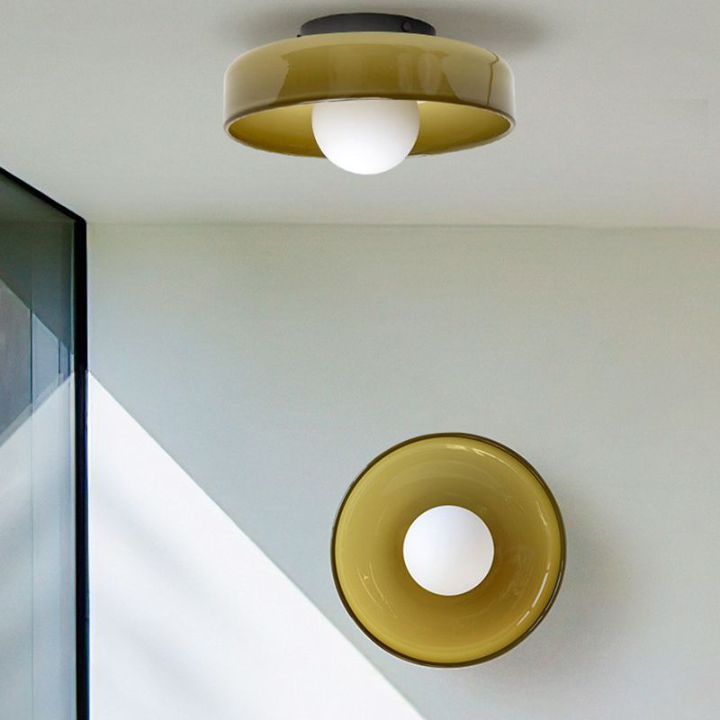 Morandi Modern Glass/Metal Flush Mount Ceiling Light 3 Colors Bedroom - Cueteks