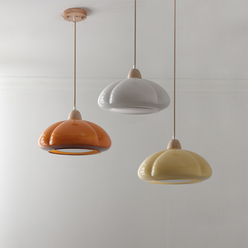Vintage Glass Pumpkin Pendant Light - Cueteks