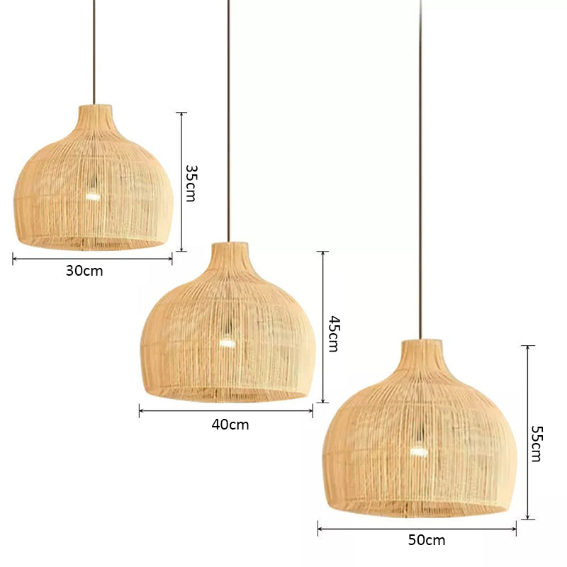 Boho Wicker Lamp Shades Handwoven Kitchen Island Pendant Light - Cueteks