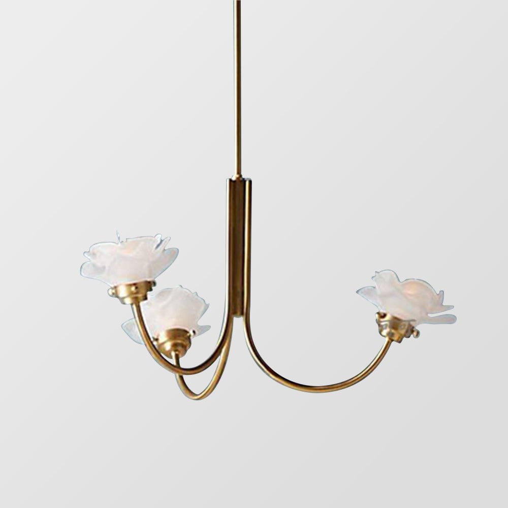 3 Heads French Simple Chandelier Vintage Rose Flower Glass Chandeliers - Cueteks