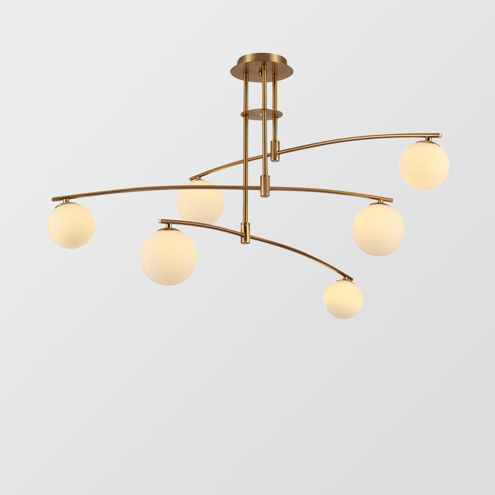 Modern Nordic Glass Ball Semi Flush Chandelier - Cueteks