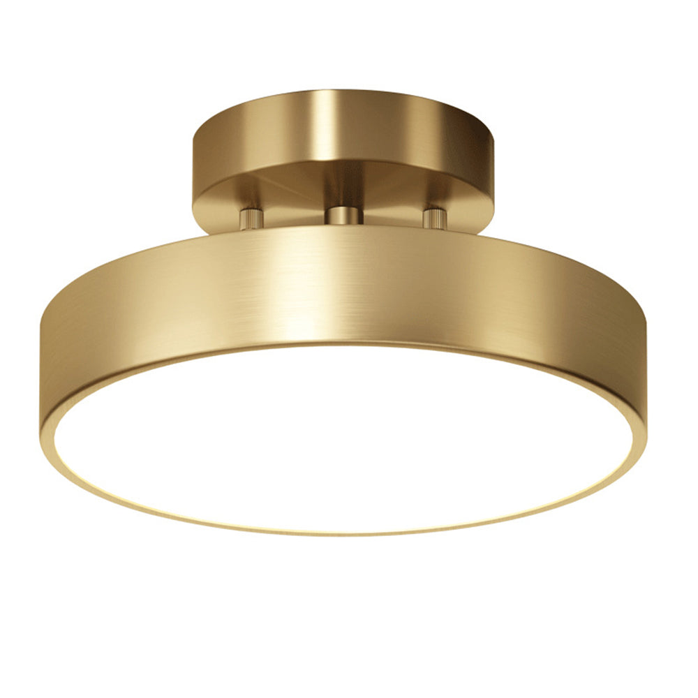 Simple Led Copper Semi Flush Mount Ceiling Light - Cueteks