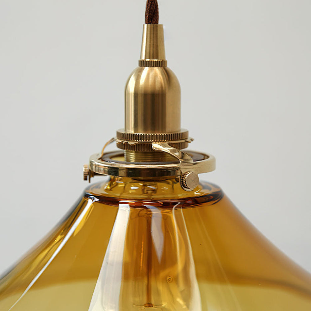 Vintage Single Head Retro Amber Glass Pendant Light - Cueteks